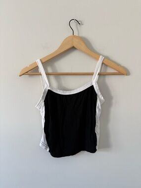 Black Tank Top with White Contrast Trim (size medium)